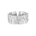 wholesale S925 Sterling Silver 184 Niche Original Ins Advanced Sense Two-Tone Plated Irregular Texture Stripe Ring for Women-0-3