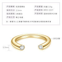 18K Gold Plated 925 Silver Dual-Head Moissanite Open Ring for Women-Simple double diamond [K gold]  9 US dollars