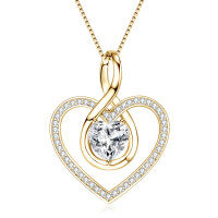 S925 Sterling Silver D-Color Moissanite Rotating Pendant Necklace-Heart-shaped necklace [K gold] 8x8mm  925 silver