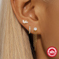 wholesale 925 Sterling Silver Marquise Petal Tassel Diamond Earring Set,-0-1