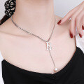 wholesale S925 Sterling Silver Korean Style Minimalist B Letter Chain Tassel Pearl Versatile Small Design Sense Necklace-0-2