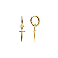 wholesale S925 Sterling Silver Ins-style Dagger Ear Hoops With Zirconia-Gold