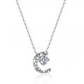 925 Sterling Silver Pendant with 05ct Moissanite Necklace, Classic Moon Design-0-3