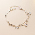 wholesale S925 Silver Nanlan Three Lives with Apricot Bracelet Ginkgo Leaf Light Bead Double Layer Bracelet Frosted Bead Hand Accessory S5145-0-0