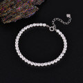 Sterling Silver Pearl Bead Cubic Zirconia Bracelet, 2025 New Women's Gift-0-17
