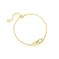 wholesale S925 Sterling Silver French-style Openwork Double Heart Bracelet With Zircon And Butterfly Accent-L798-Gold/16+3cm 925 Silver