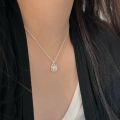 wholesale S925 Sterling Silver Korean Version Chic Camellia Necklace for Women, Small Luxury Fashion Minimalist Style Collarbone Chain-0-2
