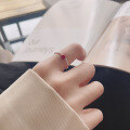 wholesale S925 Sterling Silver Antique Craft Plain Ring Accented with Southern Red, Simple and Elegant, Versatile Open-End Ring-0-3