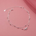 wholesale 925 Sterling Silver Diamond-Studded Bow Double-Layer Beaded Bracelet, Simple and Elegant, Stylish S5339-0-4