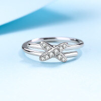 wholesale PT950 Platinum Plated 925 Sterling Silver X Letter Moissanite Ring for Women, Drop Shipping, Live Stream Wholesale-14 point Moissanite No. 13