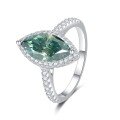 wholesale S925 Sterling Silver Cross-Border Moissanite Marquise Cut 1ct 2ct Ring Light Luxury High-End Feel Live Streaming Foreign Trade Wholesale-0-7