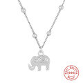 wholesale S925 Sterling Silver Ins Elephant Pendant Versatile Pearl Chain Korean Style Unique Small Necklace-0-4