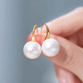 wholesale 18K Gold Japanese Akoya Pearl Earrings for Women, Perfectly Round with Strong Luster, Hook Design, High Heel Style, Fashionable and Versatile Ear Studs-0-2