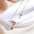 wholesale S925 Sterling Silver European and American Fashion Colored Gemstone Pendant Collarbone Necklace with Design Sense, Colored Zircon Necklace for Women, Light Luxury High-End Feel-0-3