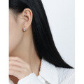 wholesale S925 Sterling Silver Korean Version Ins Minimalist Niche Design Versatile Micro-Inlaid Zircon Textured Ear Clasp for Women-0-2
