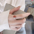 wholesale S925 Sterling Silver Fashion Chinese Style Coin Pattern Southern Red Agate Adjustable Ring-0-0