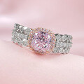 wholesale 18K gold jewelry new imported high-carbon diamond 6*6 radiant pink diamond ring women's fashion versatile daily wear-0-1