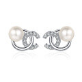 wholesale S925 Sterling Silver Freshwater Pearl Earrings for Women with Moissanite, Small and Exquisite Ear Accessories, High-End Elegant Stud Earrings, Ready to Ship Wholesale-0-4