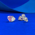 wholesale S925 Silver New Style Pink-White Teardrop Double Stone Earrings Padparadscha Sweet Minimalist Cross-Border-0-2