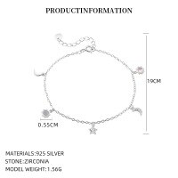 wholesale 925 Sterling Silver Cross-border Hot Selling Evil Eye Bracelet,ins-L835_White Agate/White Zirconium_Platinum Plated_16+3CM 925 Silver