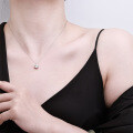 Sterling Silver 2ct Moissanite Six-Claw Pendant Necklace, Minimalist Design-0-2