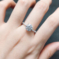 wholesale S925 Sterling Silver Japanese Korean Style Ring with 2 Carat D Color Round Moissanite Center Stone and GRA Certificate-0-2