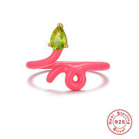 wholesale S925 Sterling Silver Designer Candy Macaron Color Enamel Drop Ring, Hot-Selling Creative Open Adjustable Band-Gold-Oil-Dripping Blue Adjustable opening