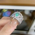 wholesale S925 Sterling Silver 1ct Paraiba Lace Ring with Mesh Italian Craftsmanship Wholesale for Women-0-1