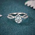 S925 Sterling Silver Four-Prong 1-Carat Moissanite Ring for Women-0-0