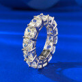 wholesale S925 silver chubby square 5*5mm G-color diamond pave ring stacking diamond ring women's ins-style ring band-0-2