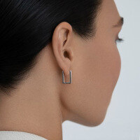 wholesale Metal Material: 925 Sterling Silver Earring Style: Minimalist Square Ear Clasp, Ins Niche, Light Luxury, High-End Feel, Cross-Border European and American Sterling Silver Earrings-Platinum 925 silver