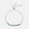 wholesale S925 Sterling Silver Cultivated Emerald Oval Fashion Elegant Adjustable Bracelet for Women Cross-Border Supply-0-3