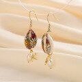 wholesale Metal Bohemian style hollow long shell earrings ins fashion ocean wind conch earrings natural-0-1