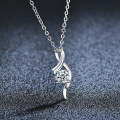 S925 Sterling Silver Four-Prong Moissanite Women's Necklace-0-0