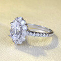 wholesale S925 Silver New Simulation Diamond Ring 7*9mm Oval White Diamond Ice Flower Cut Cross-Border European and American Style-0-2