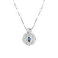 wholesale S925 Sterling Silver 576 Round Plaque Blue Diamond Necklace for Women, High-End Sense, Small and Unique, Ins Light Luxury French Dot Silver Necklace-0-4