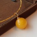 wholesale S925 Silver Natural Large Beeswax Amber Pendant, Original Design with a Sense of High-End, Personality, and Elegance-0-2