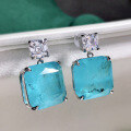 wholesale 925 Sterling Silver New Jewelry Women's Blue Paraiba Korean Style Ultra Sparkling Elegant 15*15 Earrings-0-1