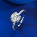 wholesale S925 silver jewelry, European and American new style 1 carat simulated diamond ring 65 luxurious halo setting women's ring-0-2