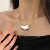 wholesale S925 Sterling Silver Heavy-Duty Geometric Square Snake Chain Necklace for Women, Korean New Style Versatile High-End Choker-Sterling silver