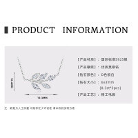 925 Silver 2-Carat Pink Diamond Invisible Necklace Mermaid's Tear Dopamine Pendant-Leaf necklace [White Gold]  925 Silver