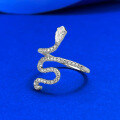wholesale Silver/Gold New Year of the Snake Coiled Serpent Ring Fashionable Full Diamond Light Luxury Dynamic Niche Design-0-1