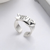 wholesale S925 sterling silver stylish creative belt buckle design letter ring, ins trendy and unique accessory finger ring-1019J/approx. 7.1g Opening adjustable