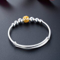 wholesale S999 Sterling Silver Beaded Bracelet for Women, Minimalist, Niche, Versatile, Retro-style Silver Bangle, Fashion Accessory-0-2