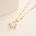 wholesale S925 Sterling Silver Diamond-Encrusted Butterfly Fresh and Sweet Pearl Pendant Women's Elegant Necklace Pendant Wholesale Supply-0-0