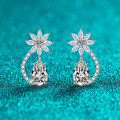 S925 Sterling Silver Moissanite Waterdrop Petal Earrings for Women-0-4