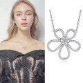 wholesale S925 Sterling Silver Five-Petal Flower Necklace for Women, Minimalist and Unique Style, Fresh and Elegant, Niche Sunflower Collarbone Chain-0-3