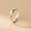 wholesale 999 Silver Nalan Fresh Sweet Ins Style Small and Unique Design Diamond Cut Hammered Texture Ring R02786-0-3