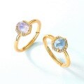 wholesale 10k gold-plated 925 sterling silver wish new fashion simple moonstone ring natural colored gemstone ring cross-border supply-0-2