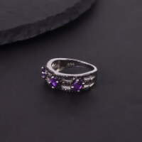 wholesale S925 Sterling Silver Dark Niche Natural Topaz Ring Unisex, Group Set with Crystal and Garnet, Cross-Border-Natural Citrine Ring  US size 6 (domestic size 13)